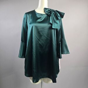 IC COLLECTION Dark Green Satin Top R4